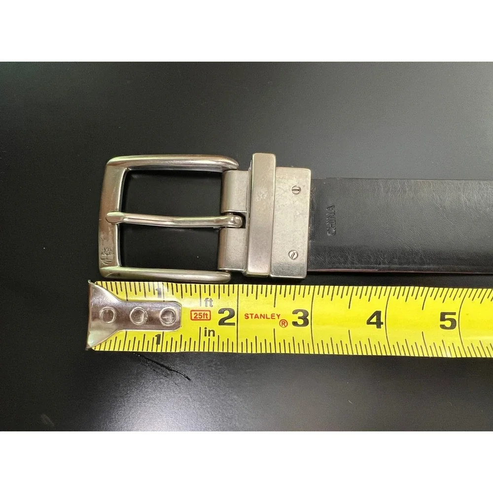 Timberland‎ Mens Reversible Leather Belt Black Brown Silver Buckle 40-44 Inch